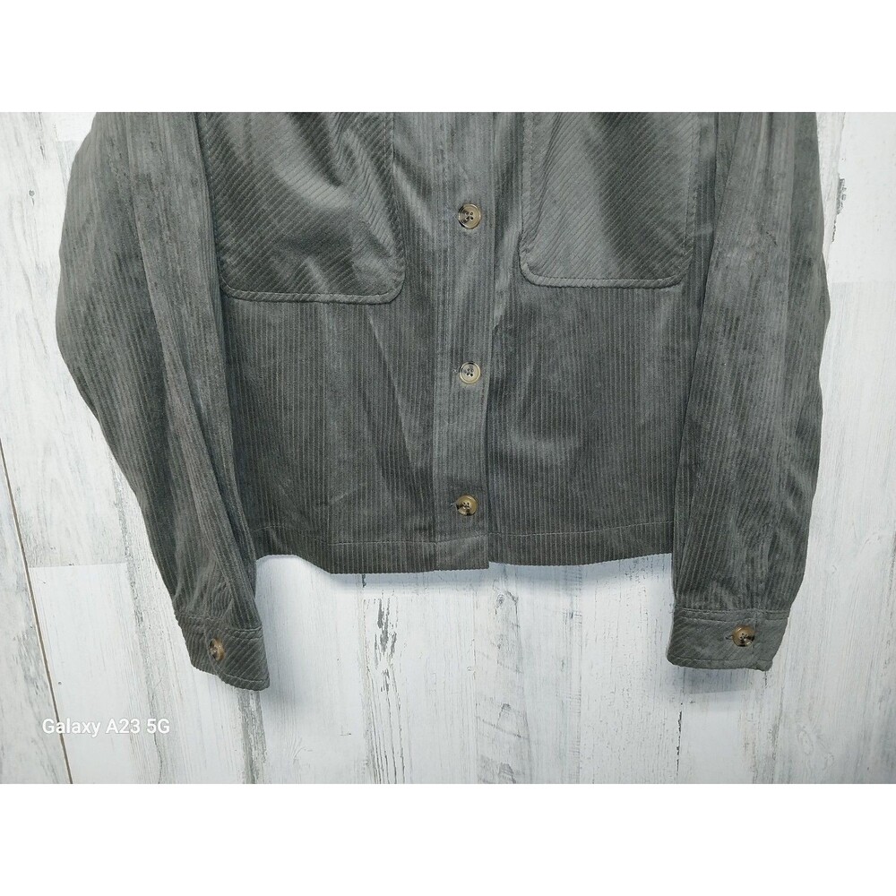 Democracy corduroy shirt jacket Green button front womens Large - Picture 2 of 7